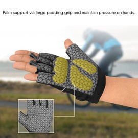 Gel Cycling Gloves Fingerless Padded Mountain Bike Bicycle Gloves Anti-slip Gym MTB Half Finger Reflective Biking Mitts Shock Absorbing Hiking Sports (Black, L)