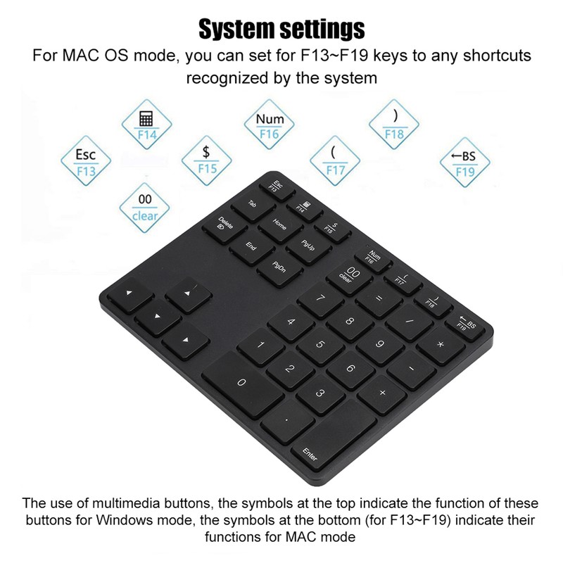 BT308 35 Keys Numeric Keypad Rechargeable Wireless Ultra Thin Keyboard