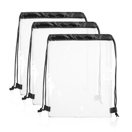 VBRHFRIF Pack Of 3 Clear Drawstring Bag, Clear Gym Bag, Double Drawstring Backpack, Foldable Storage Bag, Waterproof Gym Bag, Gym Bag For Sportswear