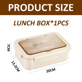 MEMOFYND 1 Piece School Lunch Box, Sealed Lunch Box, Breakfast Box, Picnic Snack Box, 3-in-1 Compartment Lunch Box, Suitable for Camping, School (Khaki Color)