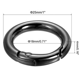 PATIKIL 25x18x4mm Spring Gate O Rings, 5 Pack Round Snap Clip Zinc Alloy for Keyrings Buckle, Black