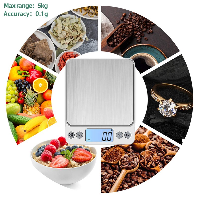 KUBEI Upgraded Larger Size Digital Food Scale Weight Gram, 5kg/0.1g