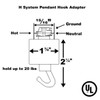 Direct-Lighting H System Track Adapter with Hook H870-BK (Black)