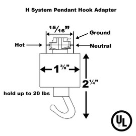 Direct-Lighting H System Track Adapter with Hook H870-BK (Black)