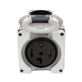 HIITIO 14-30R RV Power Outlet Box. NEMA 14-30R Power OutletBox, 30Amps 125/250Volt Receptacle, Weatherproof Outdoor Electrical Power Box for Campers/Trailers - ETL Listed (14-30R)
