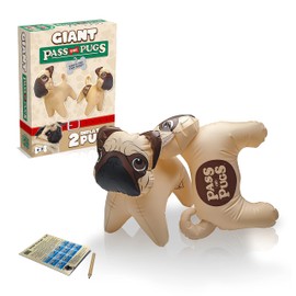 Pass the Pugs Dice Game, bounce the inflatable pugs around the garden, house, pool or beach and see how they land, first to 100 points wins, gifts and toys for Boys, Girls and adults Aged 6 plus