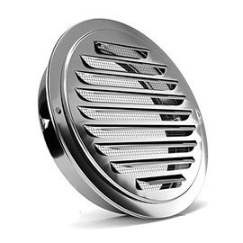 FGBB Stainless Steel Air Vents, Louvered Grille Cover Vent Hood Flat Ducting Ventilation Air Vent Wall Air Outlet with Fly Screen Mesh for House (4inch)
