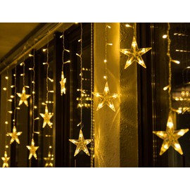 BLOOMWIN Light curtain star light chain curtain, USB 8 modes, mood lights, Christmas lighting for windows, doors, indoor star curtain.