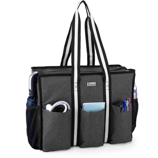 Trunab Nurse Bag and Carry Bag for Work with Padded Laptop Bag, Care Bag with Multiple Pockets for Healthcare, Nursing Students Only Bag, black