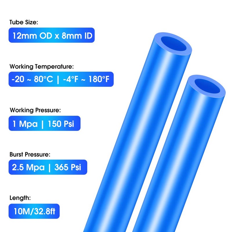 TAILONZ PNEUMATIC Blue 12mm OD 8mm ID Polyurethane PU Air