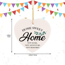 PRSTENLY New Home Ornament 2025, House Warming Gifts for New House Gifts for Couple Best Friend Neighbourhood Family, Ceramic Hanging Heart Ornament Gifts