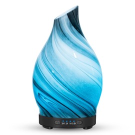 JOYOLO Essential Oil Diffuser, 120ML Glass Aromatherapy Diffuser with Auto Shut-Off and 7 Color LED Lights, Ultrasonic Mist Humidifier with 4 Timer for Home Office Bedroom (Gray Wave)