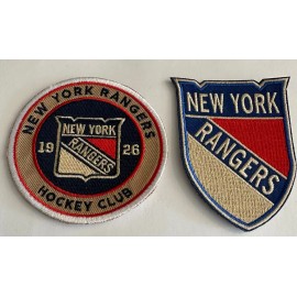 (2)-NEW YORK RANGERS VINTAGE STYLE EMBROIDERED IRON ON PATCHES BEAUTIFUL!
