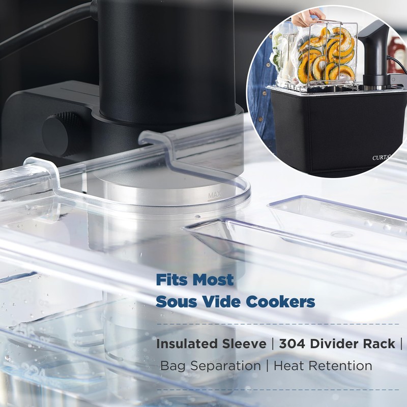 CURTA 12 Qt Sous Vide Container Kit with Notched Lid,