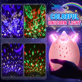 Unicorns Night Light for Girls: Unicorn Egg Star Projector Gifts for 3 4 5 6 7 8 9 10 Year Old Girls Toys with Unicorn & Star Theme Timer for Kids Age 3-5 4-6 6-8 8-10 Birthday Party Favor Decor