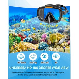 Ubekezele Snorkeling Gear for Adults Men Women,4 in 1 Snorkel Set with Panoramic View Diving Mask Anti-Fog Anti-Leak,Dry Top Snorkel,Fins and Travel Bag for Swimming,Snorkeling and Travel Diving