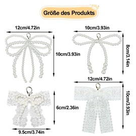 Pack of 8 White Beads Shoe Jewellery with Bow and Bows, Laces, Charms, Shoe Pendants, Shoe Laces, Pendant Shoe Trainers for Women, One size, Alloy, pearl, lace, Pearl