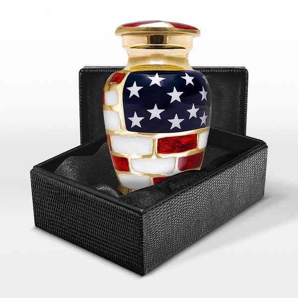 Trupoint Memorials Cremation Urns for Human Ashes - Decorative Urns, Urns for Human Ashes Female & Male, Urns for Ashes Adult Female, Funeral Urns - American Flag Classic, 1 Small Keepsake