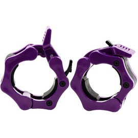 GW Tech Barbell Clamps 2 inch, Heavy Duty Exercise Collars 2" Quick Release Pair of Locking Pro Olympic Weight Bar Plate Locks Collar Clips for Workout Weightlifting Fitness Training - Purple