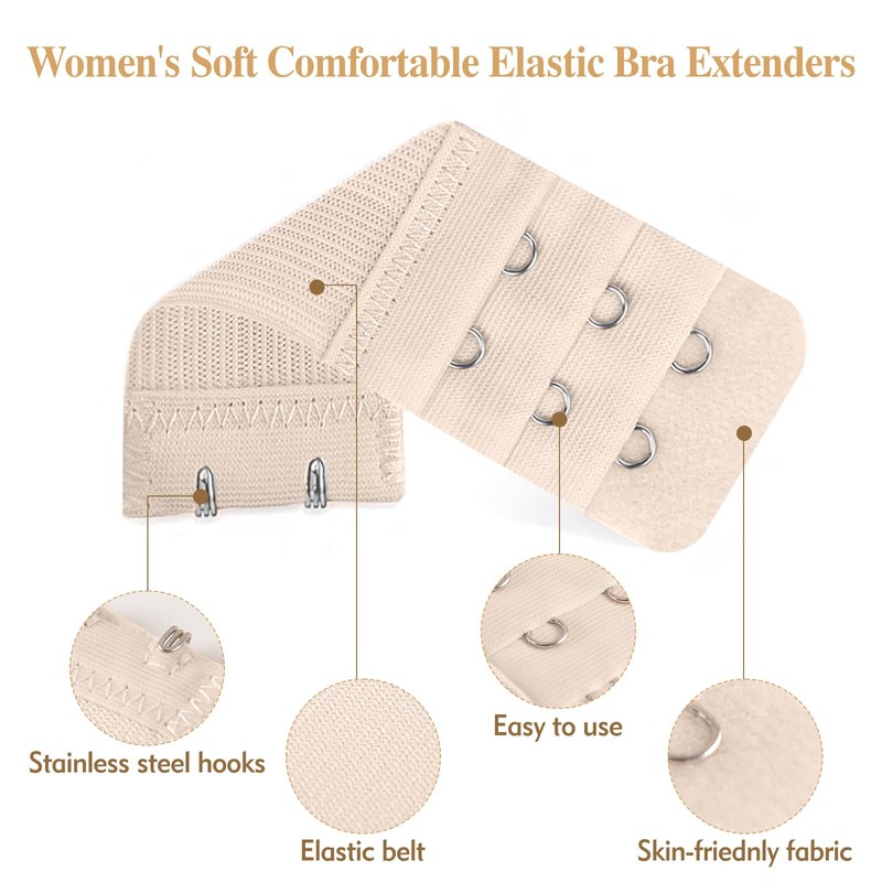 Megecaa 9 Pcs Bra Extender 2 Hook 3 Row, Women's
