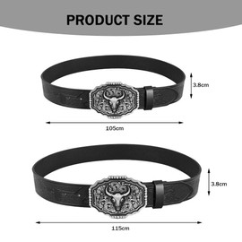 FFWTPY Belt for Men Western Leather Buckle Belts for Men Women Cowboy Cowgirl Leather Belt Men's Belt for Jeans Christmas Gifts, Black