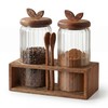 Glass Coffee Canister Set of 2 with Acacia Wood Lids