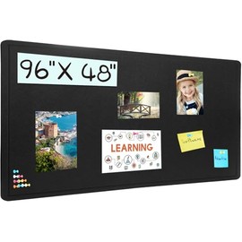 Bulletin Board, 36 X 24 inches Cork Board with 20 Pushpin, Felt Cork Board Notice Pin Board, Self-Adhesive Vision Board Mood Board Foldable Photo Board for Wall - Black