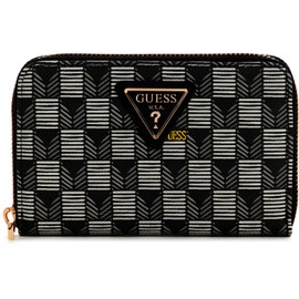 GUESS G Wave SLG Medium Zip Around Wallet Black Logo, Black logo.