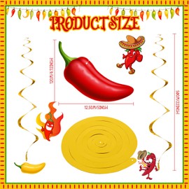 45 Pieces Chili Pepper Whirls Chili Pepper Hanging Swirls Chili Pepper Decorations Spiral Party Streamers for Mexico Cinco De Mayo Fiesta Decor, 3 Colors