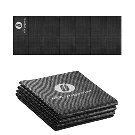(uFit) Yoga Mat, Foldable, Popular, Lightweight, 0.2 inches (4 mm), Washable, Exercise Mat, Portable, Cushionable (Black)