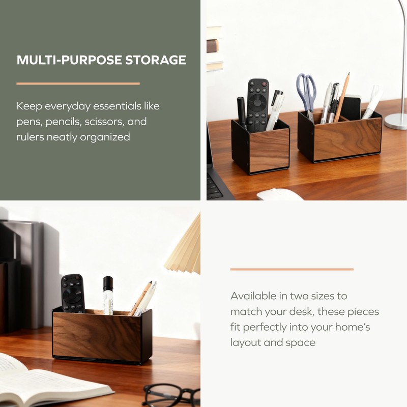 muso wood Wooden Pen Holder for Desk, Artisan Walnut &