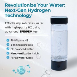 2024 Portable Hydrogen Water Bottle - Rechargeable Ionizer & Purifier for Health, PEM/SPE Technology, Hydrogen Rich Water, Ideal for Travel & Home, Boosts Energy, Improves Hydration, Promotes Wellness