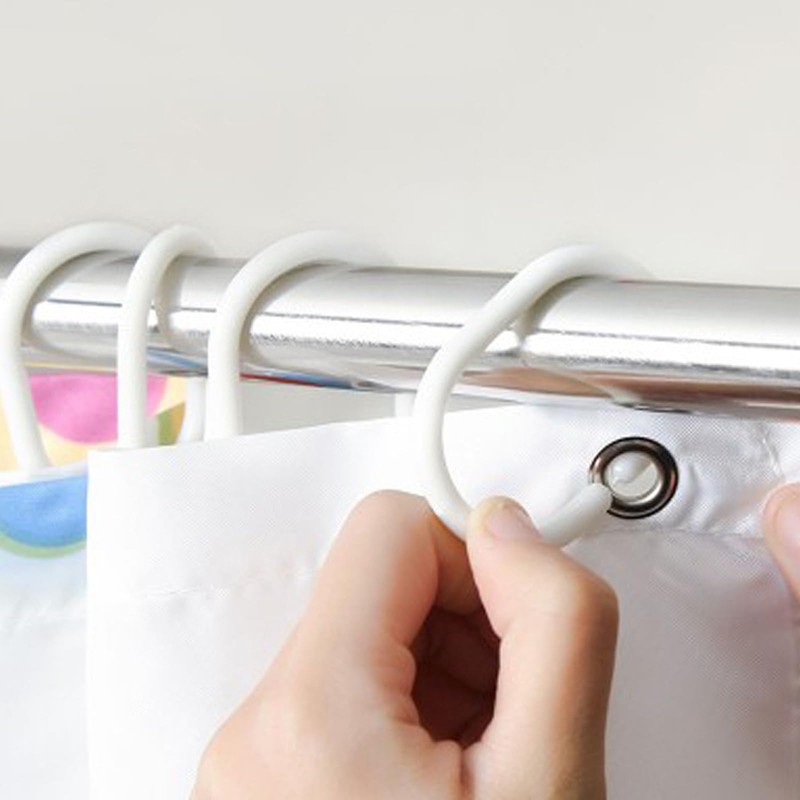 60Pcs Plastic Curtain Hanging Rings Durable Multifunctional C-Shaped Shower Curtain