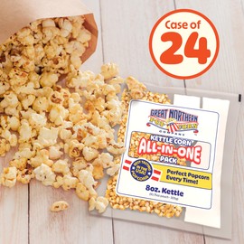 8oz Kettle Corn Popcorn Machine Popcorn Packets - 24-Pack Pre-Measured All in One Popcorn Packs - Bulk Popcorn Kernels, Sweet and Salty Popcorn Flavor, and Oil by Great Northern Popcorn
