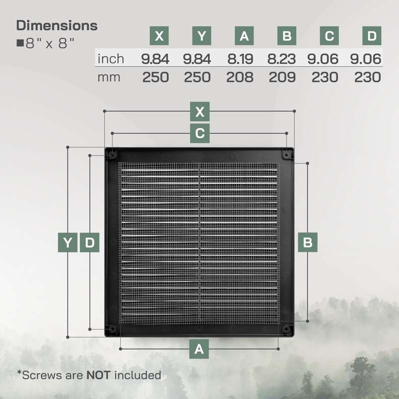 Vent Systems 8" x 8" Inch (Opening Dimensions) - Pack