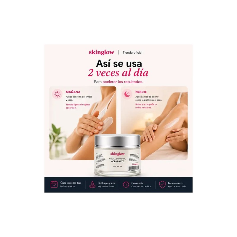 2 Pack Crema Corporal Aclarante Antimanchas Ácido Glicólico
