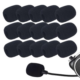 Headset Microphone Covers Foam, Lapel Headset Microphone Windscreen Sponge Foam Microphone Windscreen Mini Foam Cover for Variety of Headset Microphone Noise Reduction - 15 pack