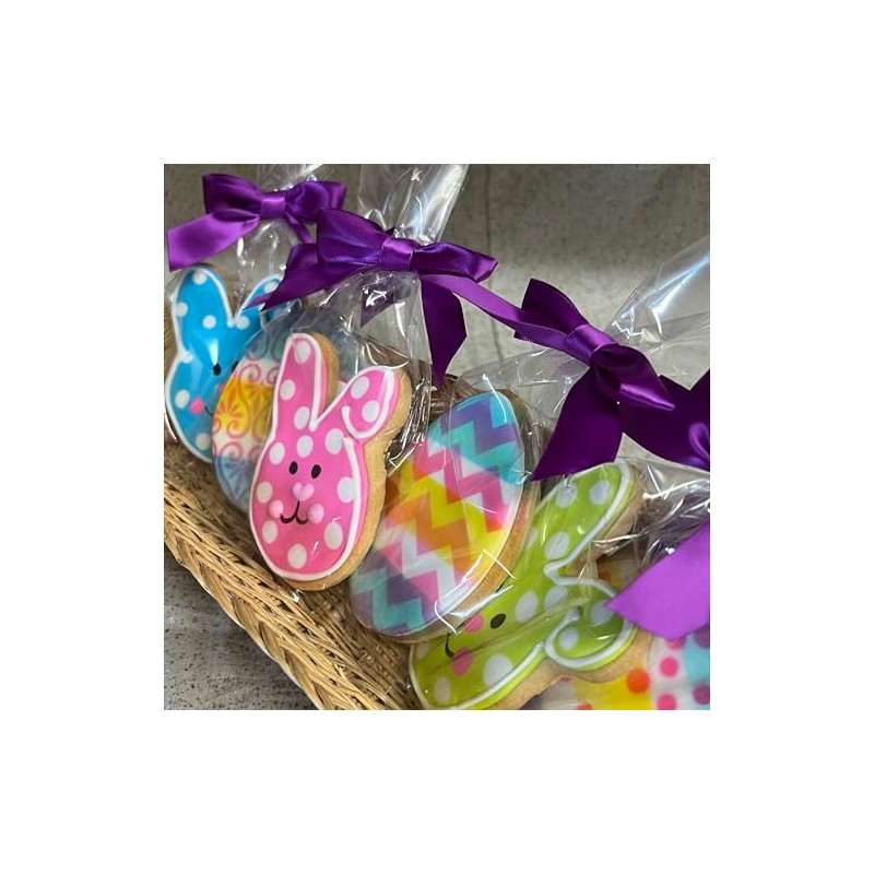 Easter Bunny and Egg Cookies- 6 Decorated Shortbread Bunnies and
