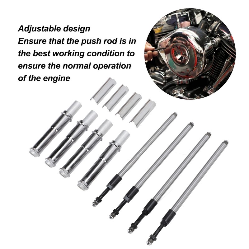 24PCS Adjustable Pushrods Cover Kit 0928 0023 Chrome Push Rod