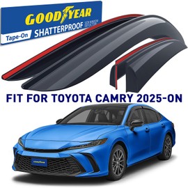 Goodyear Shatterproof Window Deflectors for Toyota Camry 2025 Sedan, Tape-on Rain Guards, Window Visors, Vent Deflector Visor, Car Accessories, 4 pcs. - GY008797