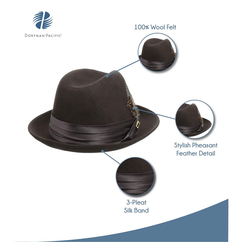 STACY ADAMS Men's Crushable Wool Felt Snap Brim Fedora Hat