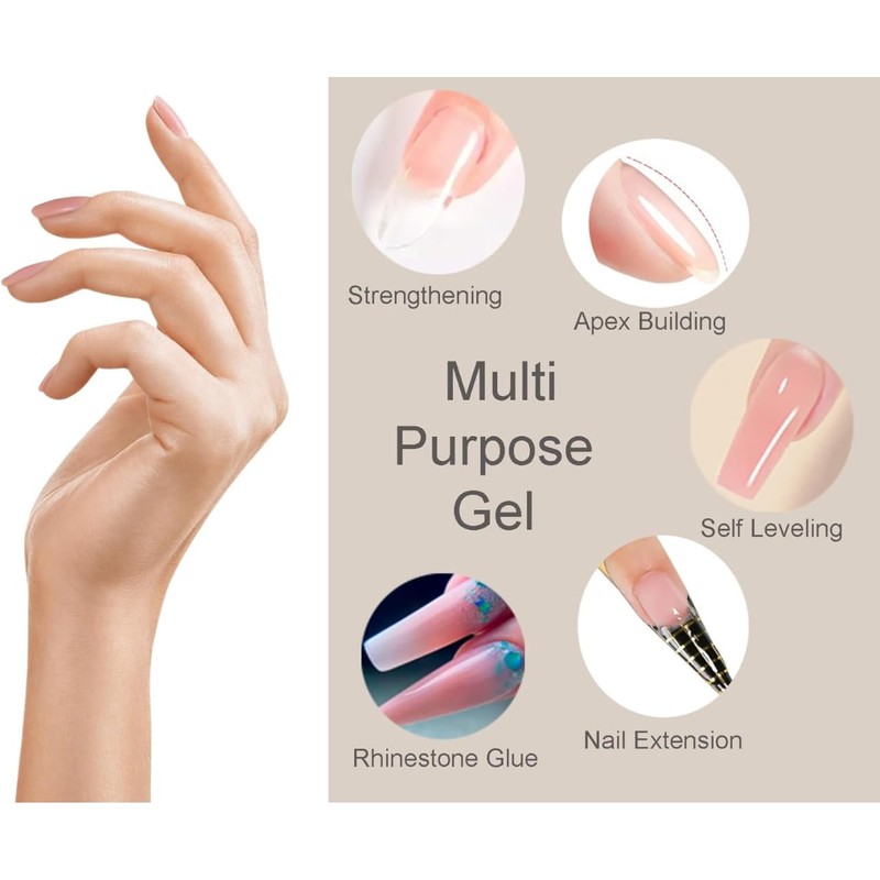 Builder Gel for Nails, Soak Off LED/UV Nail Extension Gel,
