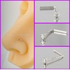 Solid 14Kt White/Yellow Gold Bezel Set Moissanite L-SHAPE Nose Stud