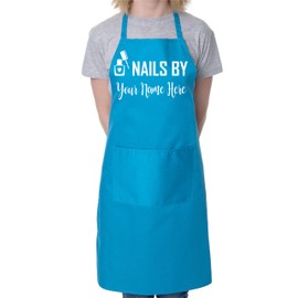 Print4U Customise This Apron Nails By Any Name Company Name Here Cooking Apron Blue