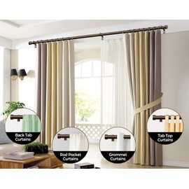 KAMANINA Bronze Curtain Rods for Windows 48 to 84 Inch (4-7 Feet), 1 Inch Heavy Duty Curtain Rod, Modern Adjustable Drapery Rods with End Cap (32"-86")