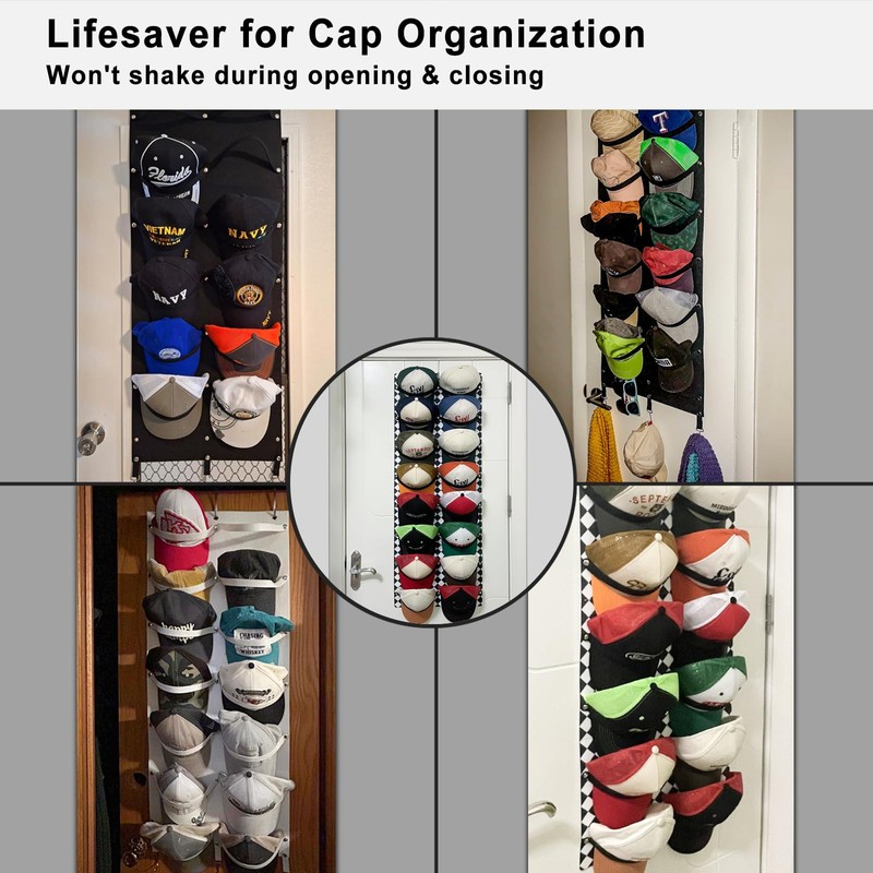 ETOWIFA Hat Organizer Rack for Baseball Caps [Up to 32]