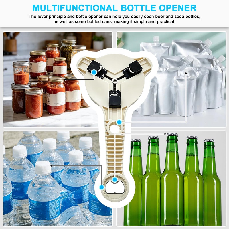 Jar Opener for Seniors& Weak Hands, 4-in-1 Non-Slip Bottle Opener