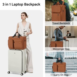 Hanke Multifunctional Travel Bag for Women Men, Under Seat Bags for Airplanes, Personal Item Travel Bag Flight Approved, Lightweight Weekender Bags for Women Travel Essentials, Reddish Brown