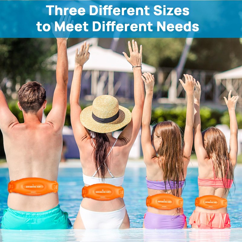 3 Pack Inflatable Swim Belts, Portable Pool Float for Kids