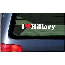 I Love Hillary Vinyl Decal - White with a red Heart Sticker